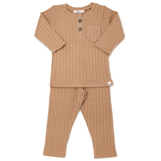 Cable Pocket Henley 2pc Set