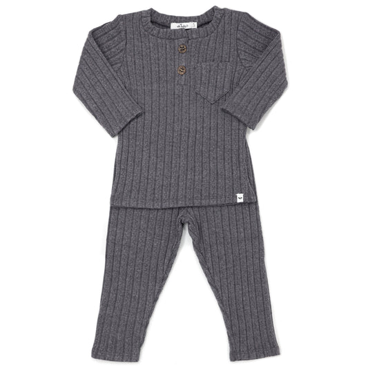 Cable Pocket Henley 2pc Set