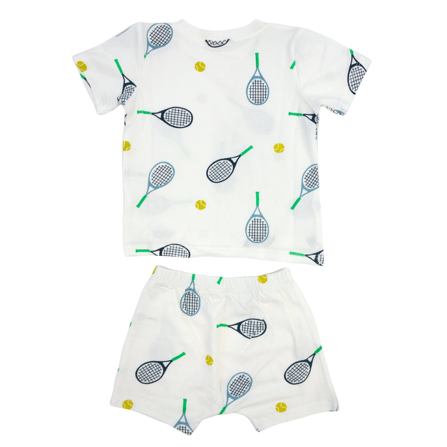 Tennis Print Raw Edge Tee Short Set