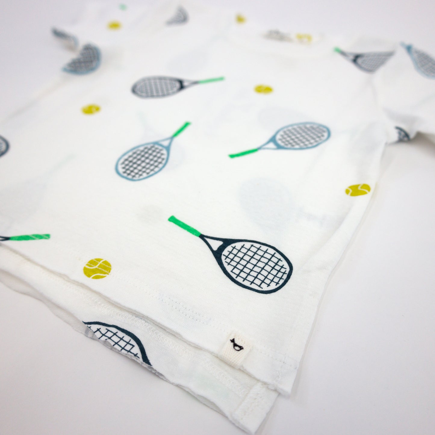 Tennis Print Raw Edge Tee Short Set