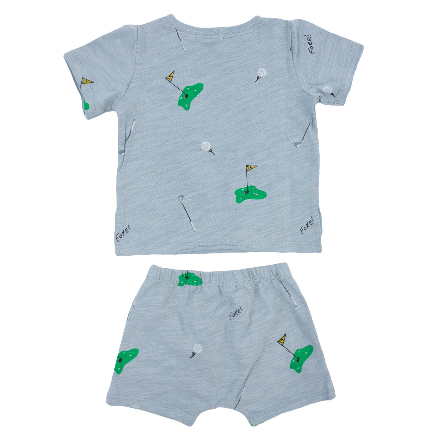 Golf Print Raw Edge Tee Short Set