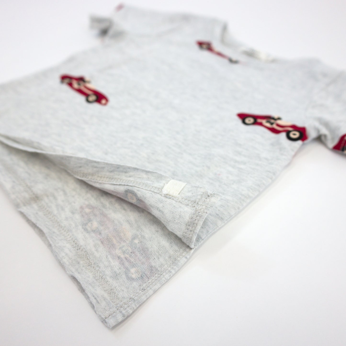 Racecar Print Raw Edge Tee Short Set