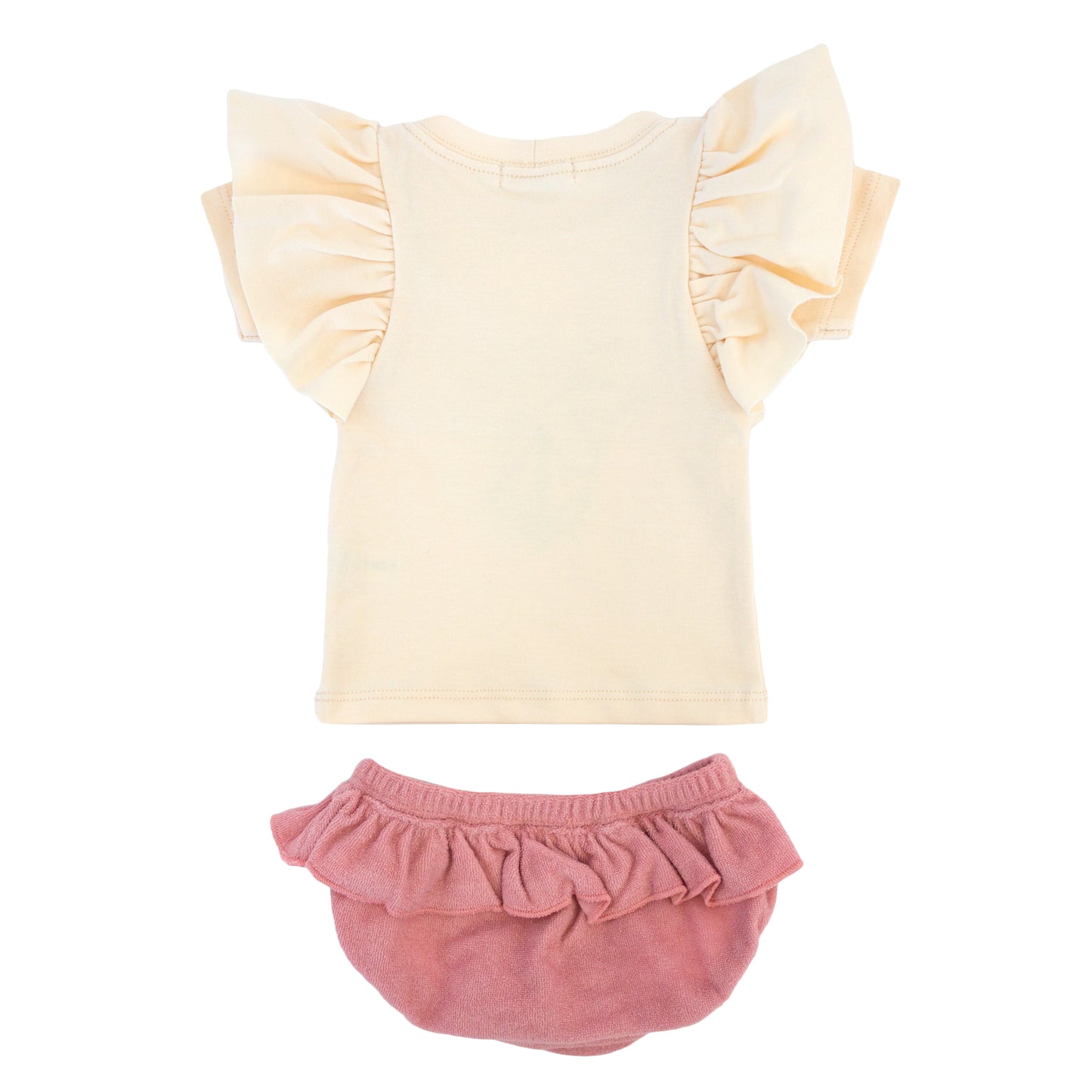 Blush Daisy Terry Appl BF SS Tee Tushie Set