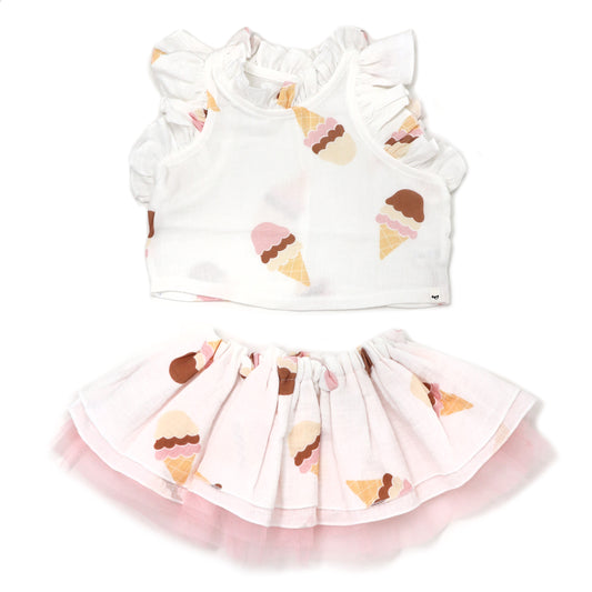 Ice Cream Cone Gauze Lola Top Tutu Skirt Set