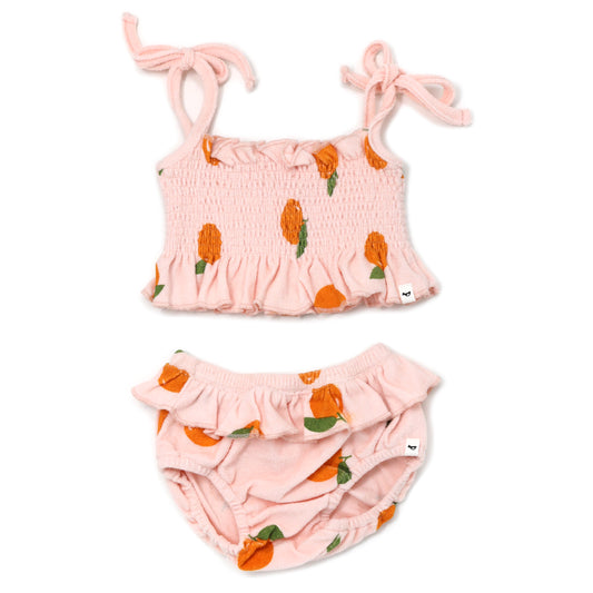 Oranges Print Sunsuit Set Terry