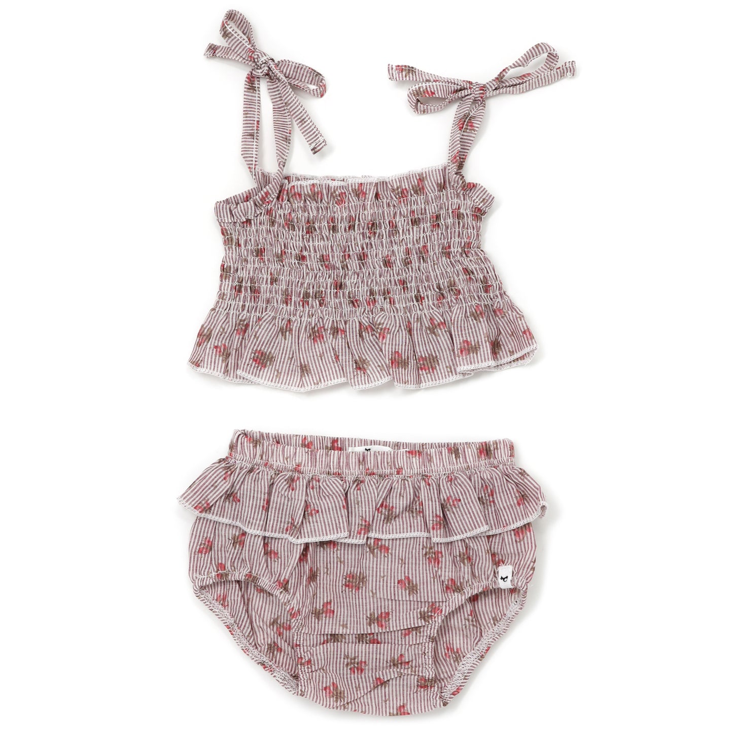 Stripe with Roses Woven Sunsuit Set