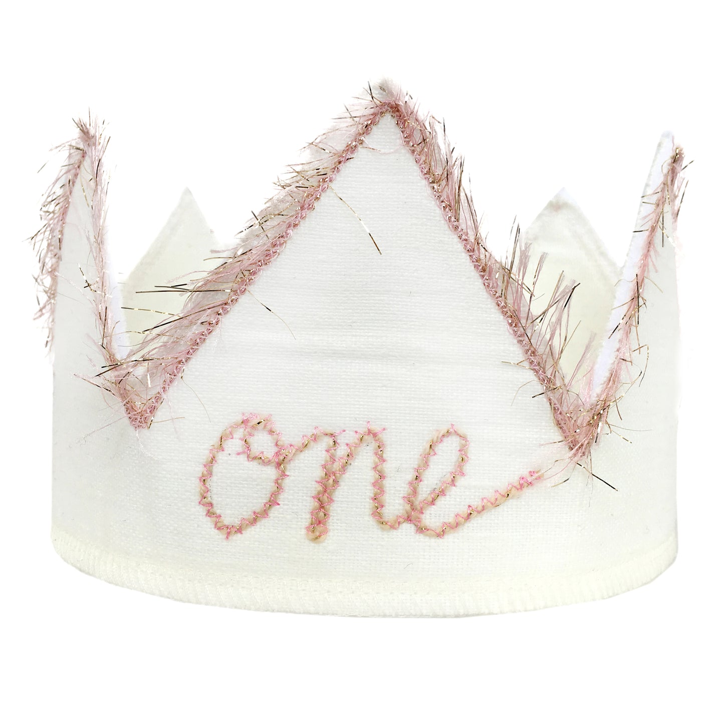 "One" #10Blush Linen Crown w/#10PG Pnk/Gld EL Trim