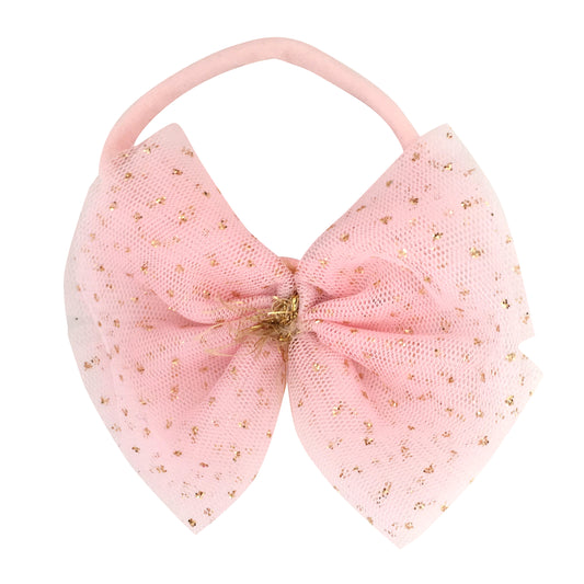 Light Pink/Gold Glinda Bow Nylon Headband