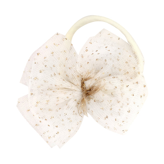 Ivory/Gold Glinda Bow Nylon Headband