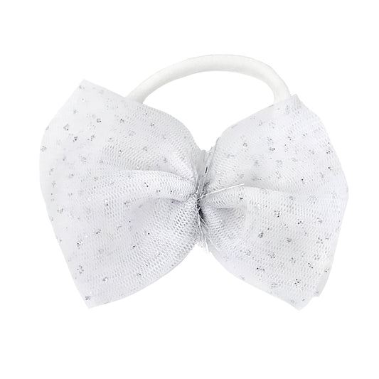 White/Silver Glinda Bow Nylon Headband