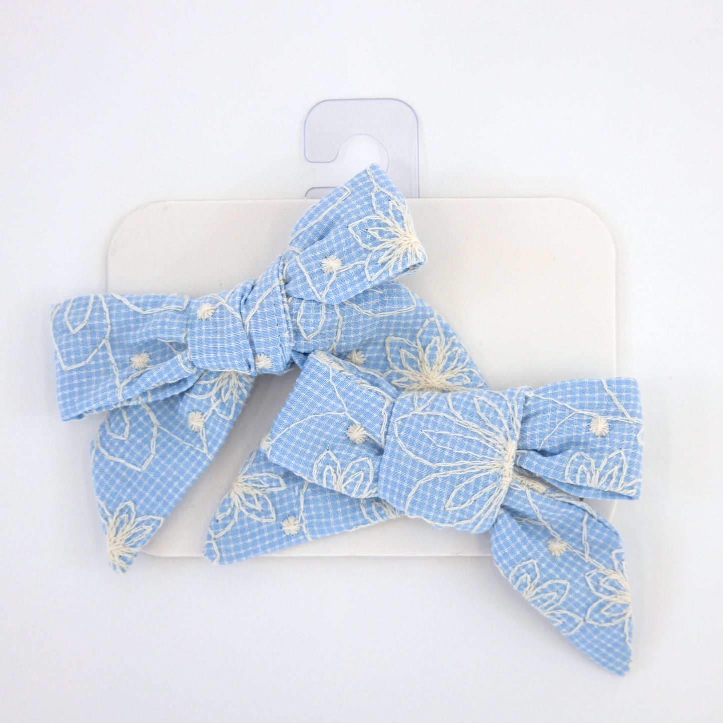 Embroidered Flower Bow Clips