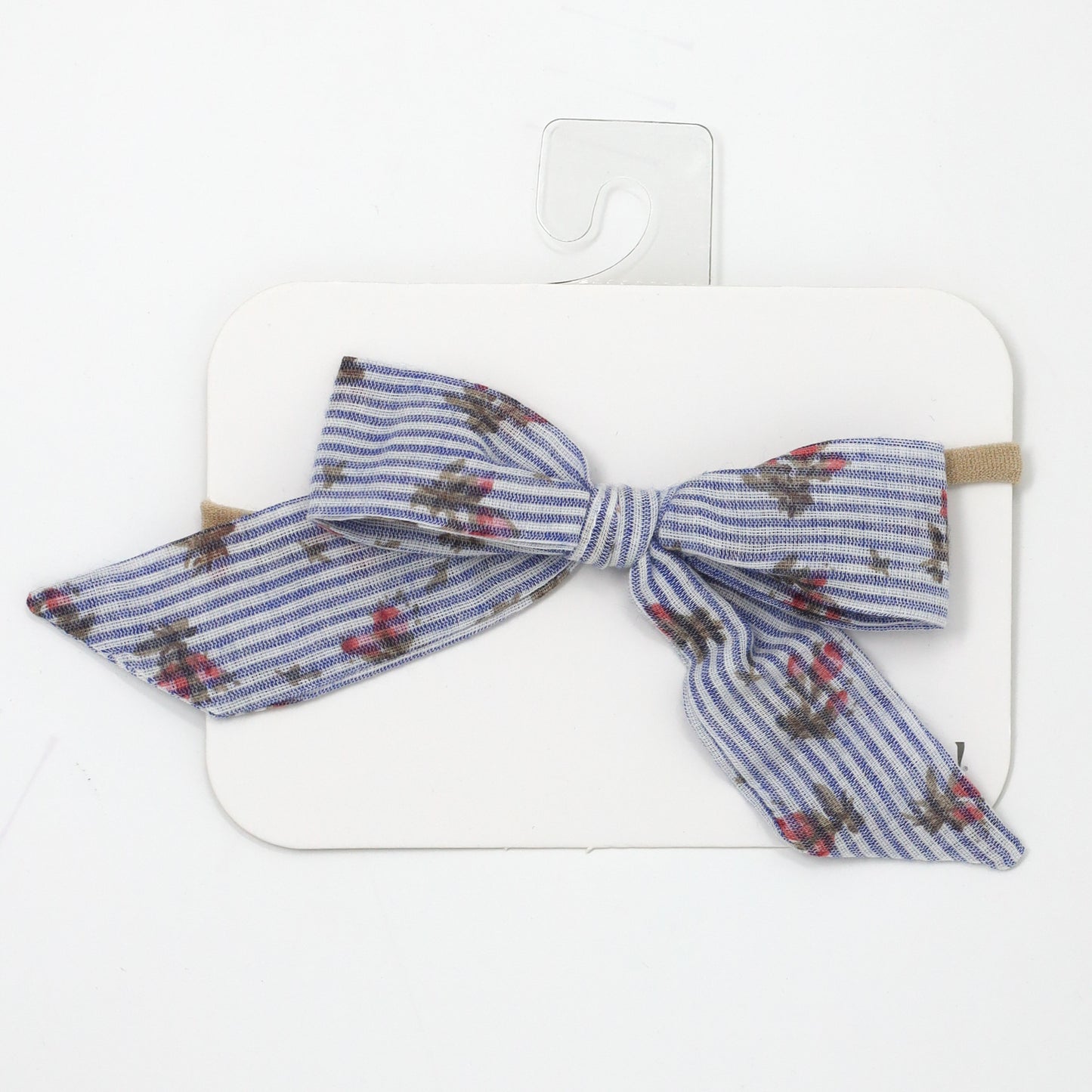 Stripe with Roses Woven Tie Bow Headband