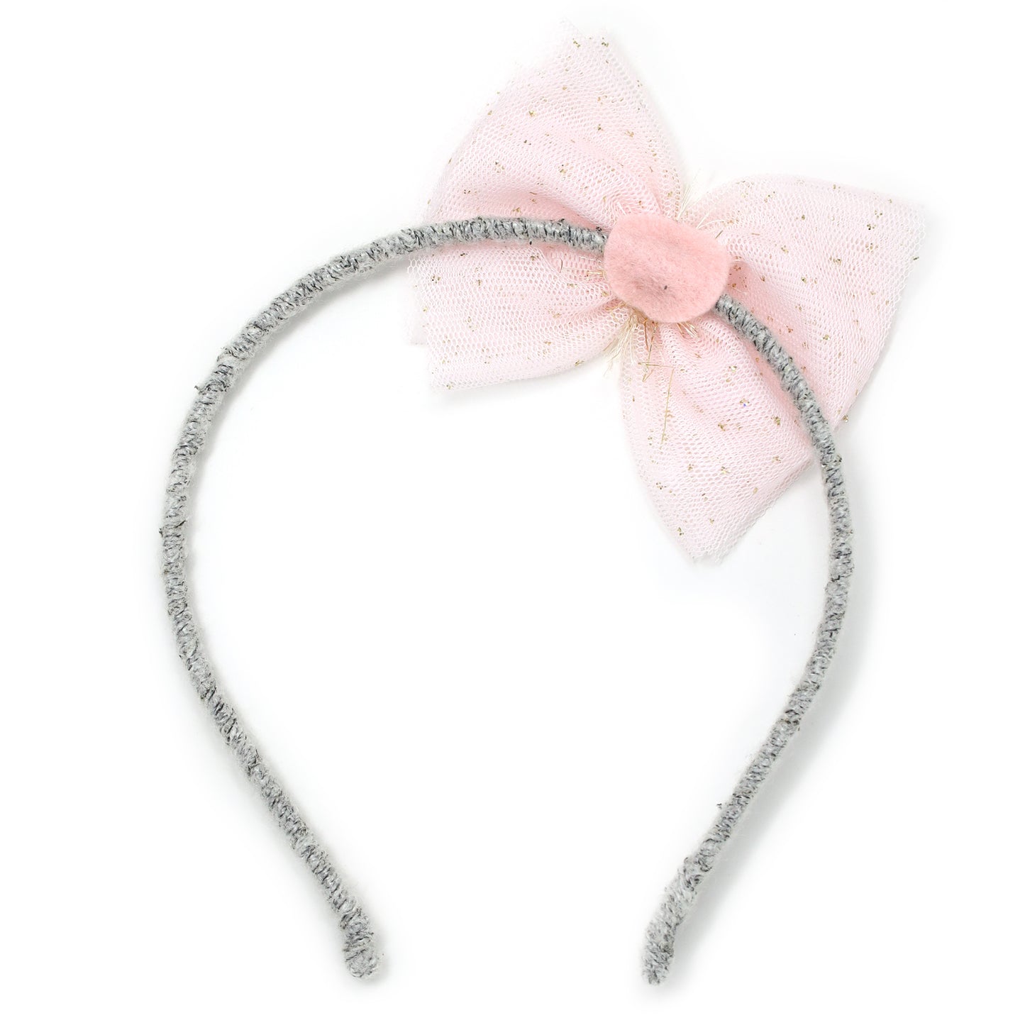 Lt Pink/Gold Glinda Bow Yarn Headband
