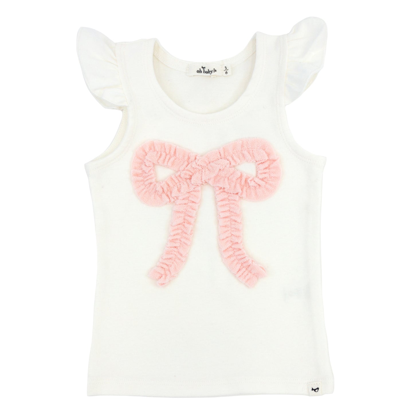 Ruffle Bow Terry Flutter Sleeve Tank