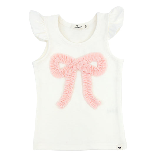 Ruffle Bow Terry Flutter Sleeve Tank