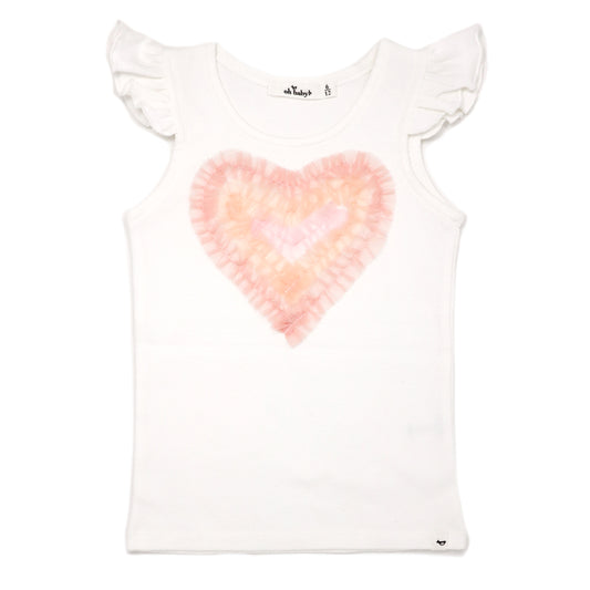 Tulle Rainbow Heart Pastel Cotton Baby Rib FS Tank