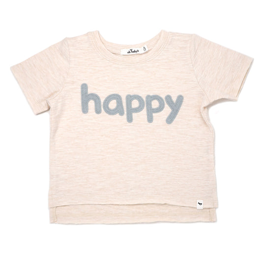 happy Mist Applique Cotton Slub Raw Edge Tee