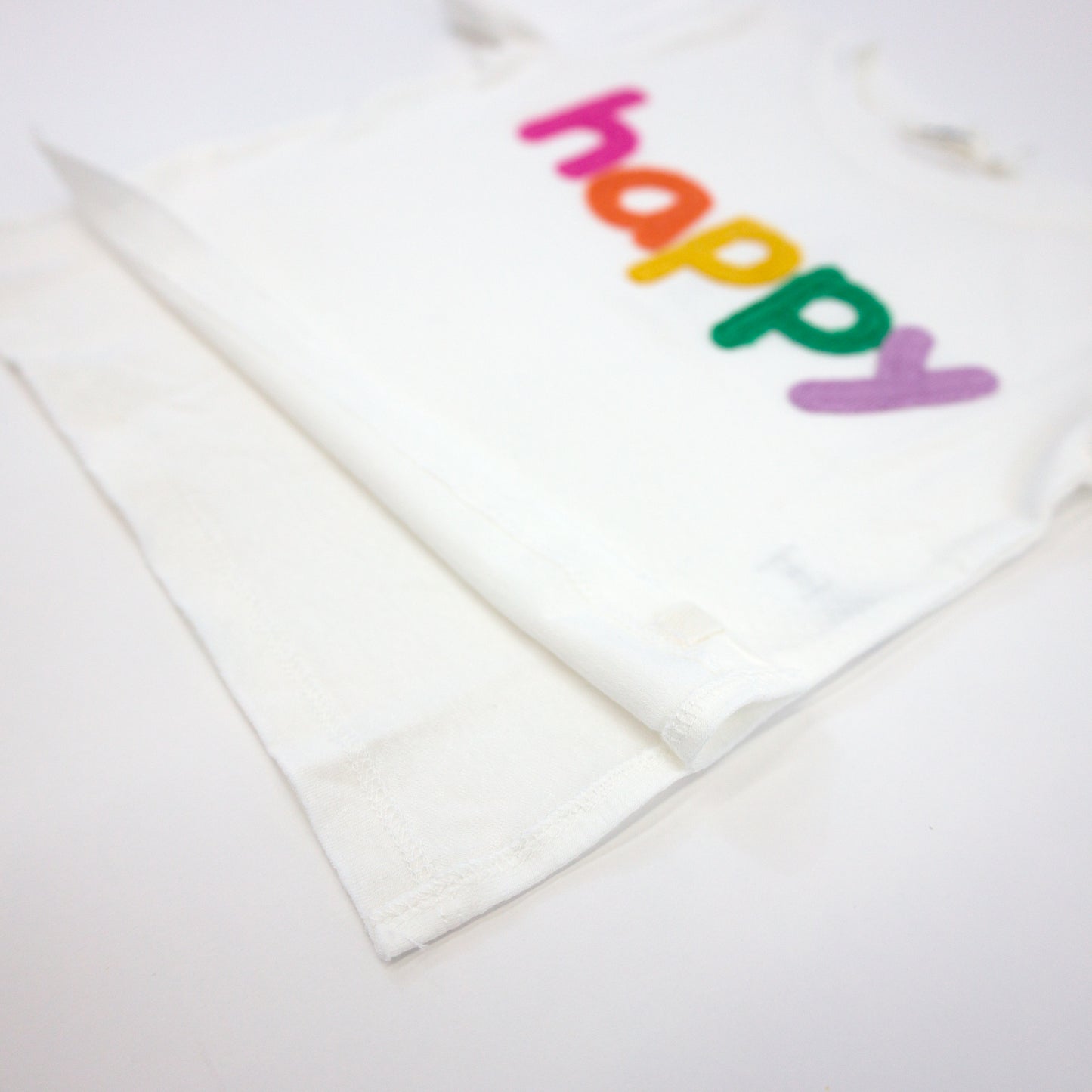 Rainbow "happy" Terry Appl Slub Raw Edge Tee