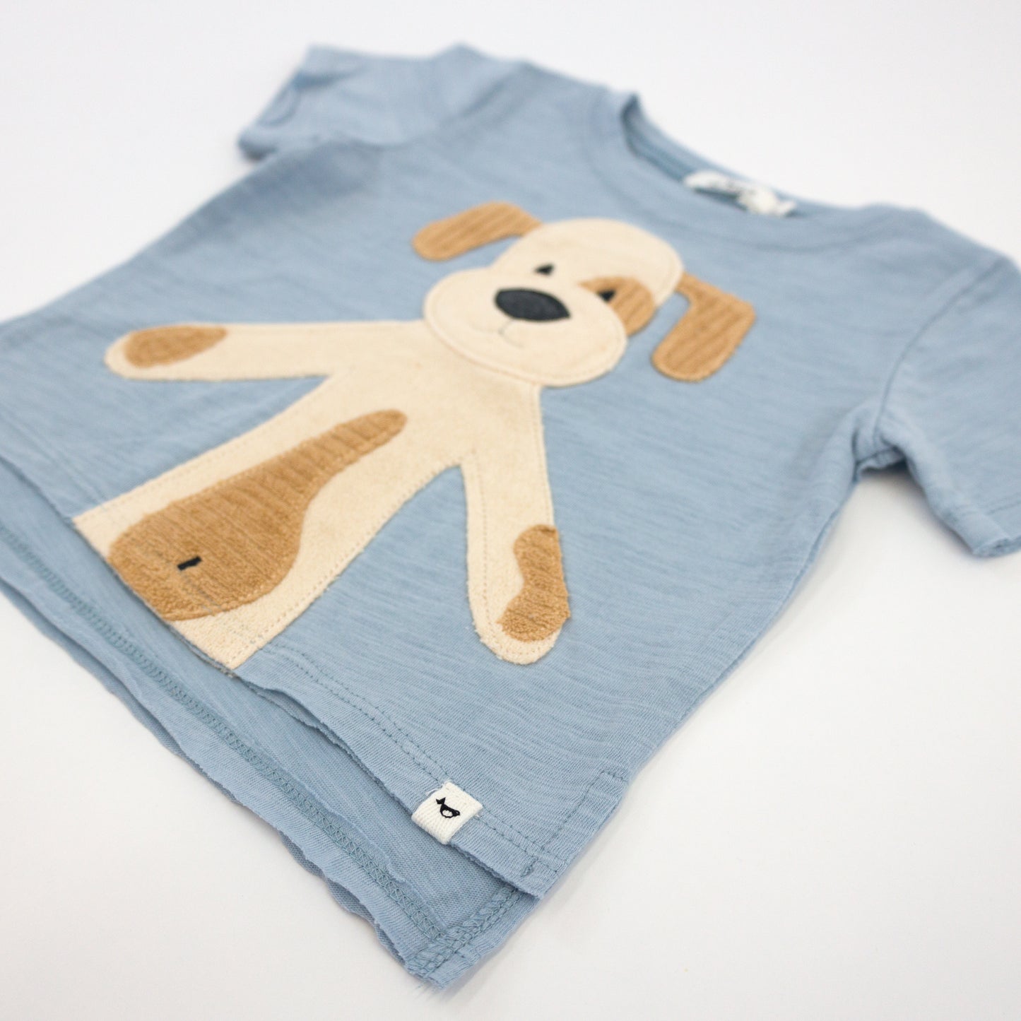 Large Puppy Natural Terry Apple Raw Edge Tee