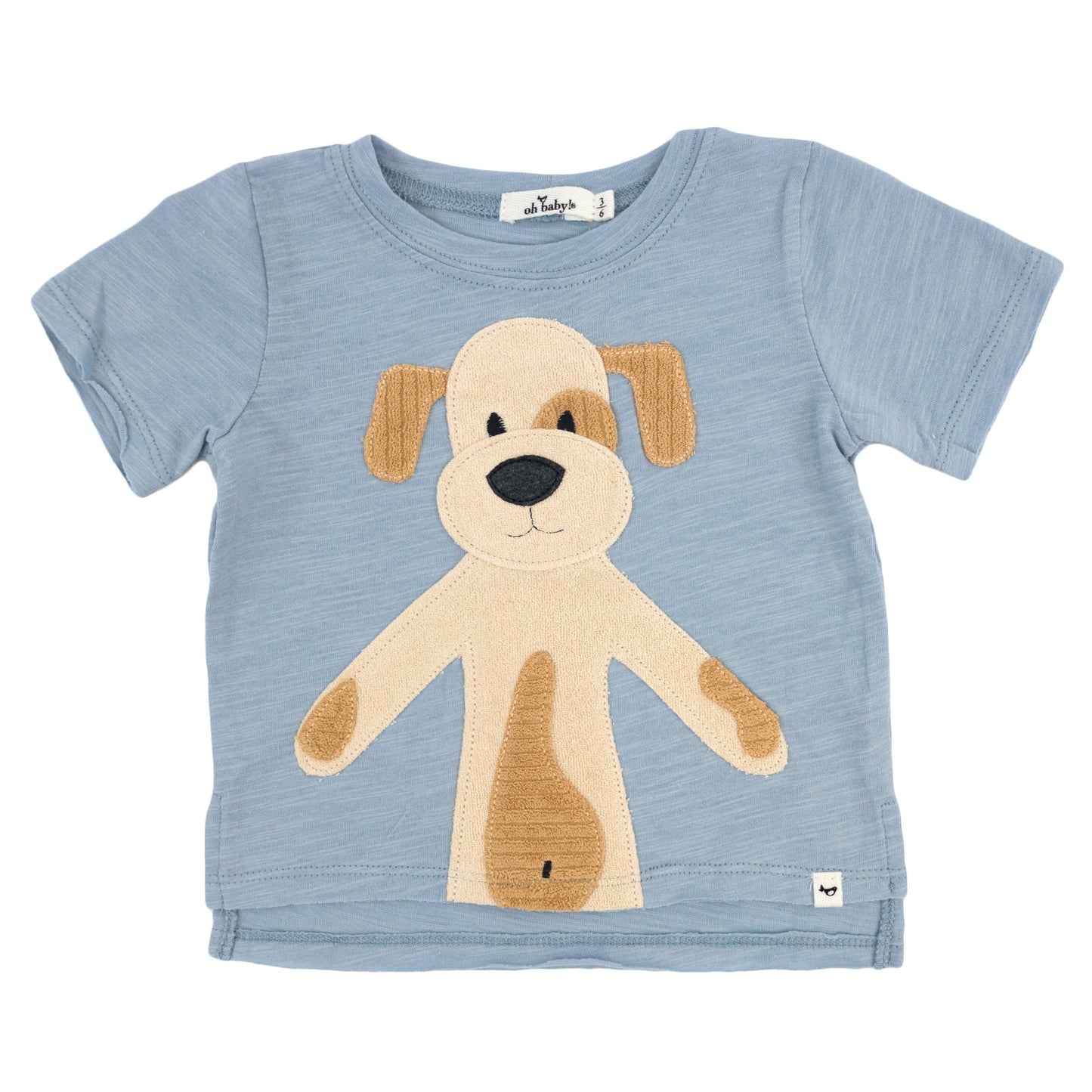 Large Puppy Natural Terry Apple Raw Edge Tee