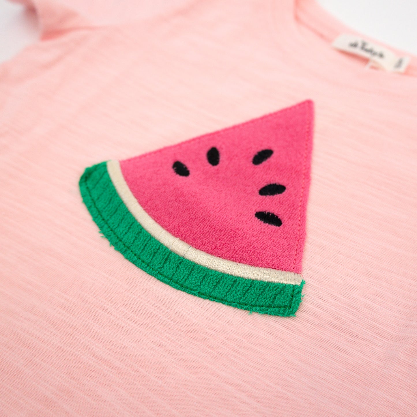 Watermelon Terry Applique Raw Edge Tee