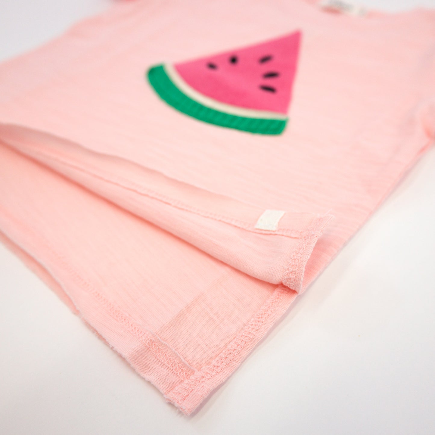 Watermelon Terry Applique Raw Edge Tee