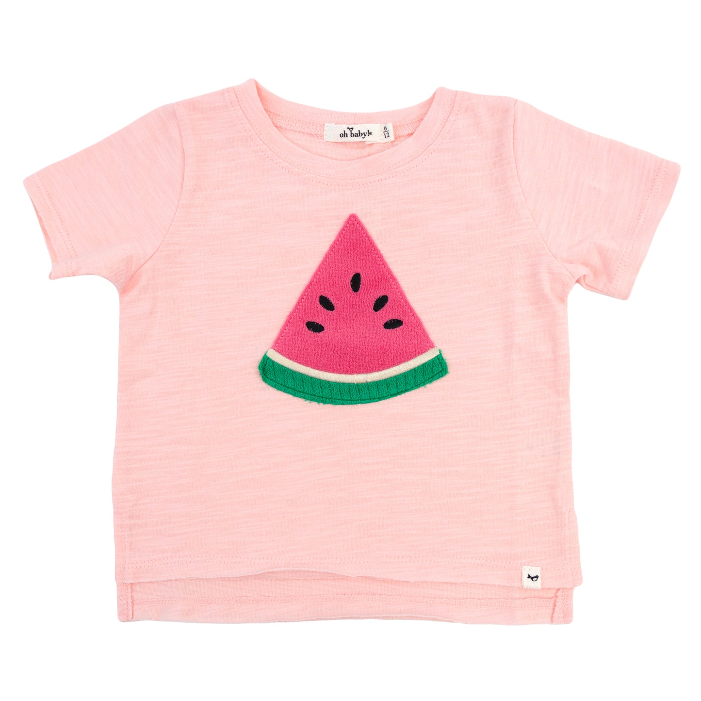 Watermelon Terry Applique Raw Edge Tee