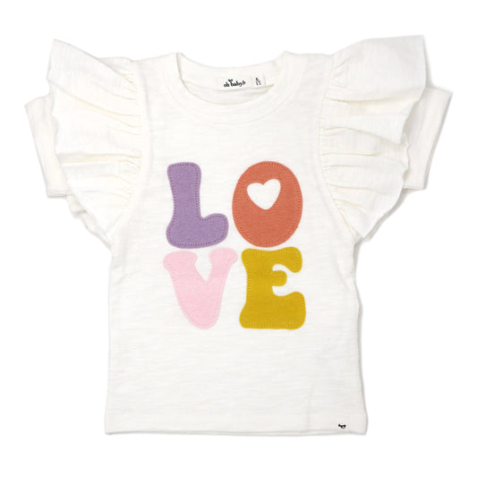 LOVE Applique Cotton Slub Butterfly SS Tee