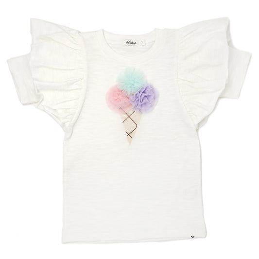 Tulle Ice Cream Cotton Slub Butterfly SS Tee