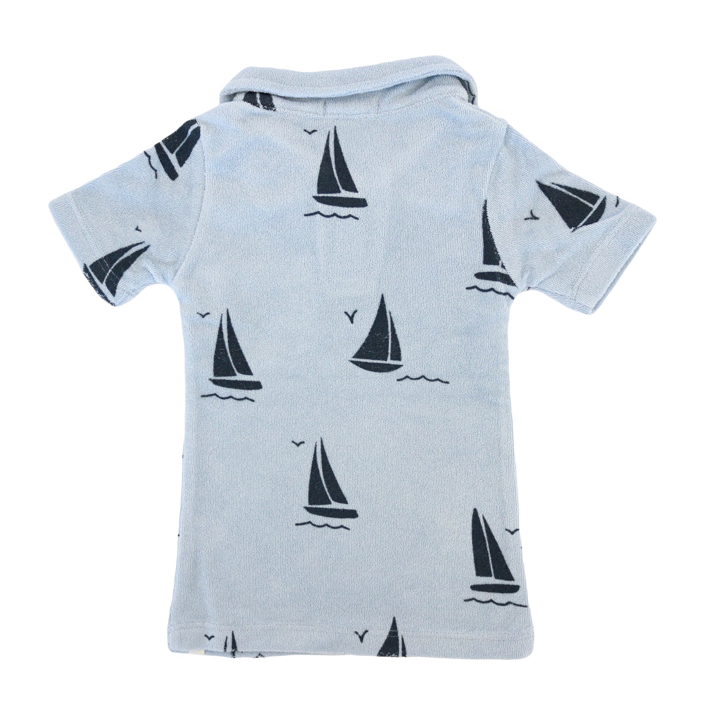 Sailboat Print Terry Polo Shirt