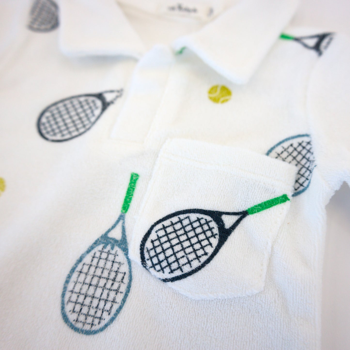 Tennis Print Terry Polo Shirt