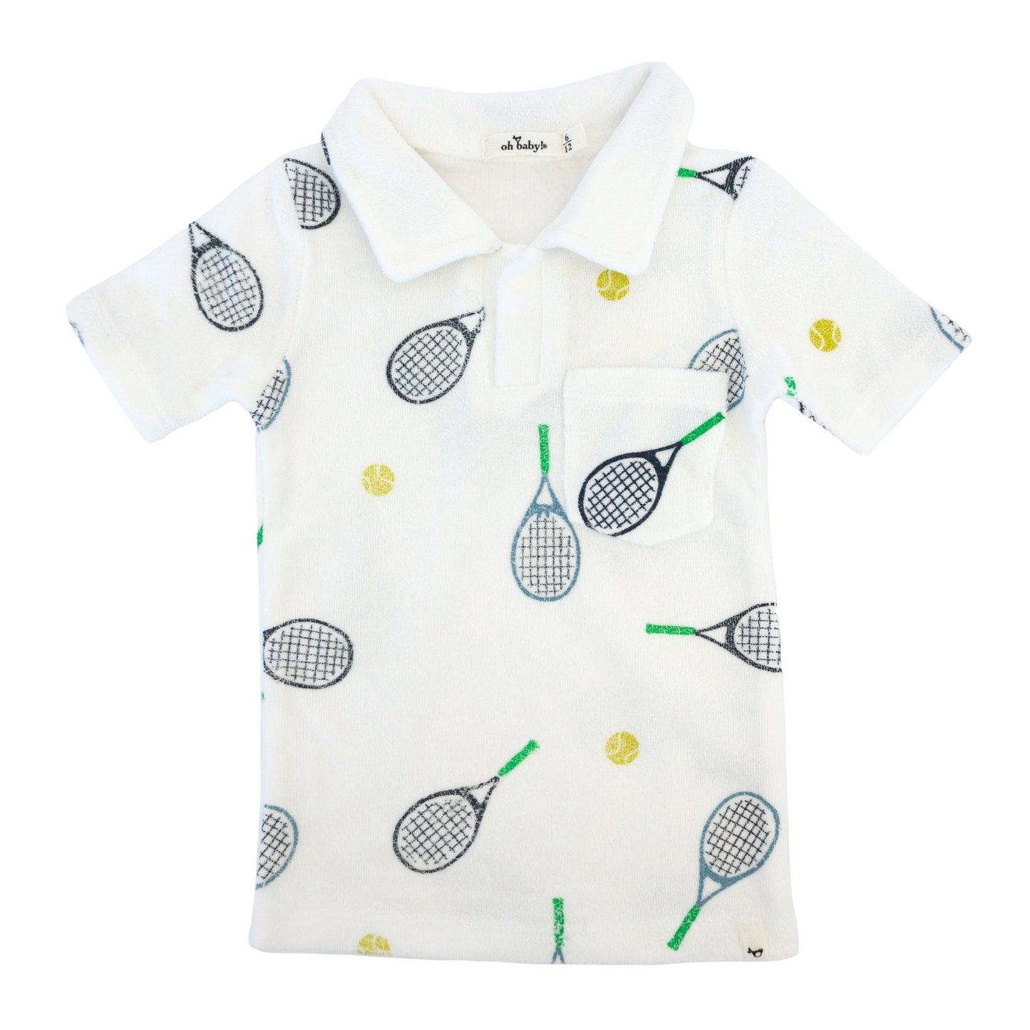 Tennis Print Terry Polo Shirt