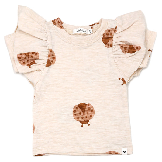 Ladybug Print Bttrfly SS Slub Tee