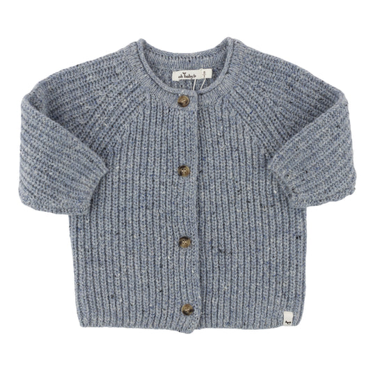 Speckle Knit Grandpa Roll Neck Cardigan