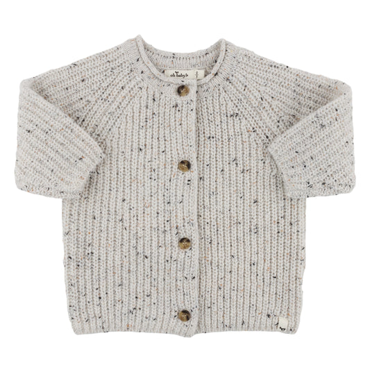 Speckle Knit Grandpa Roll Neck Cardigan