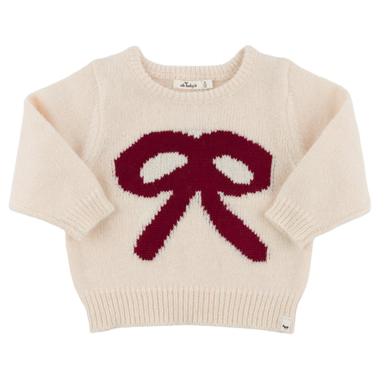 Berry Red Bow Crew Neck Sweater