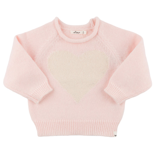 Cream Heart Crew Neck Sweater