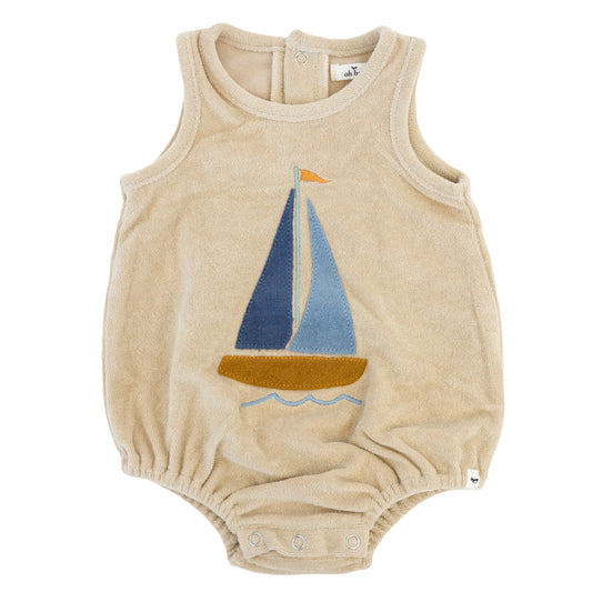 Denim Sailboat Terry Applique Terry Bubble