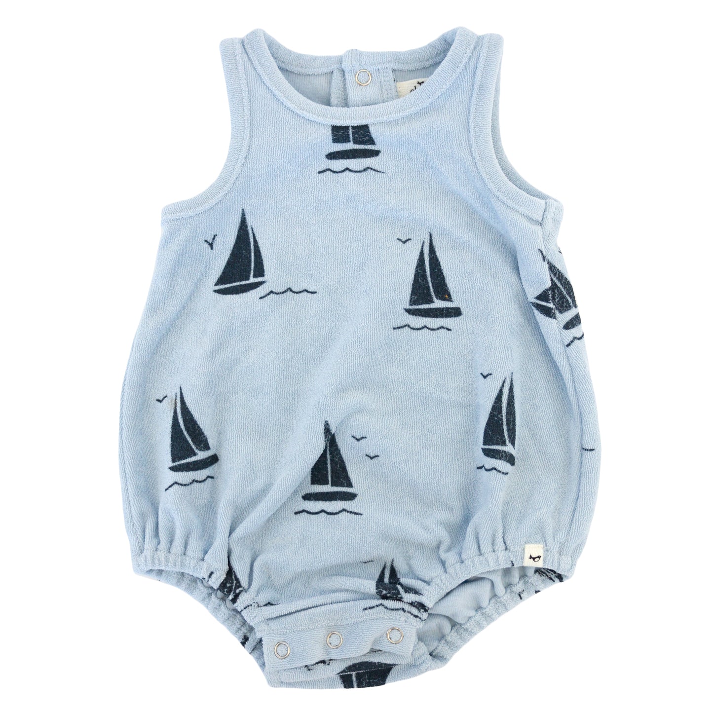 Denim Sailboat Print Terry Bubble