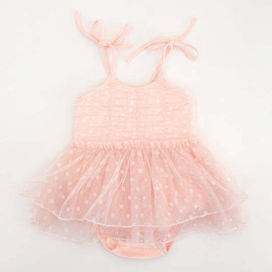 Dotted Mesh Pointelle Ballet Dress (Infant snaps)