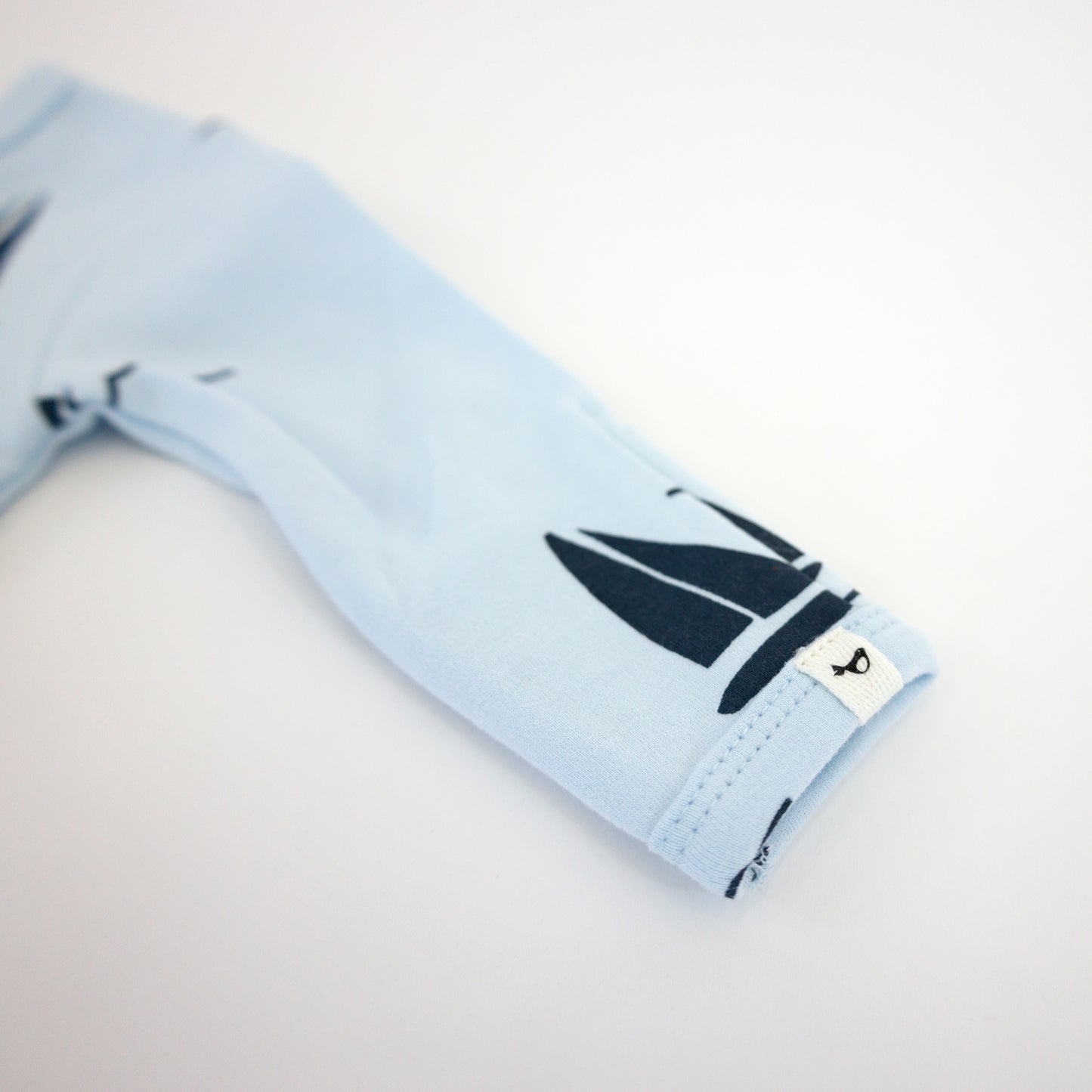 Denim Sailboat Print Zipper Footie