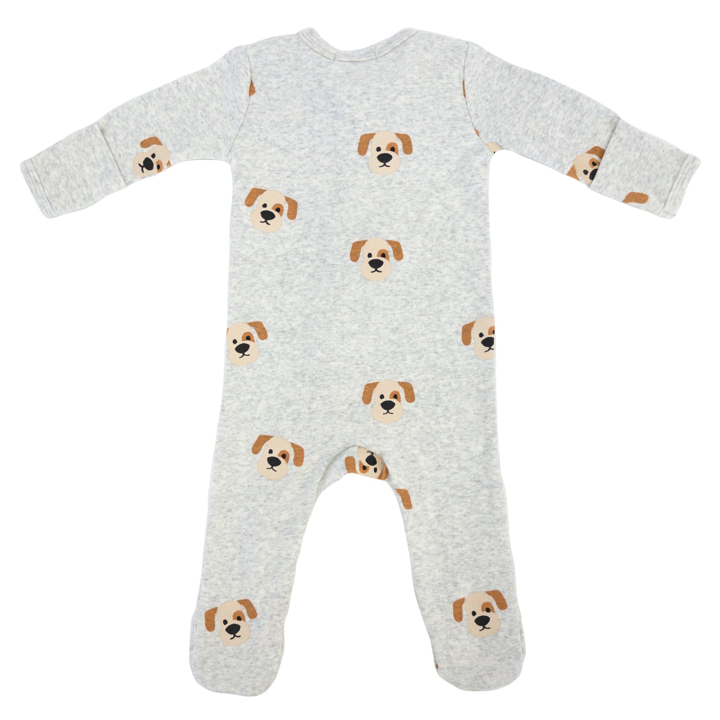 Puppy Face Print Zipper Footie