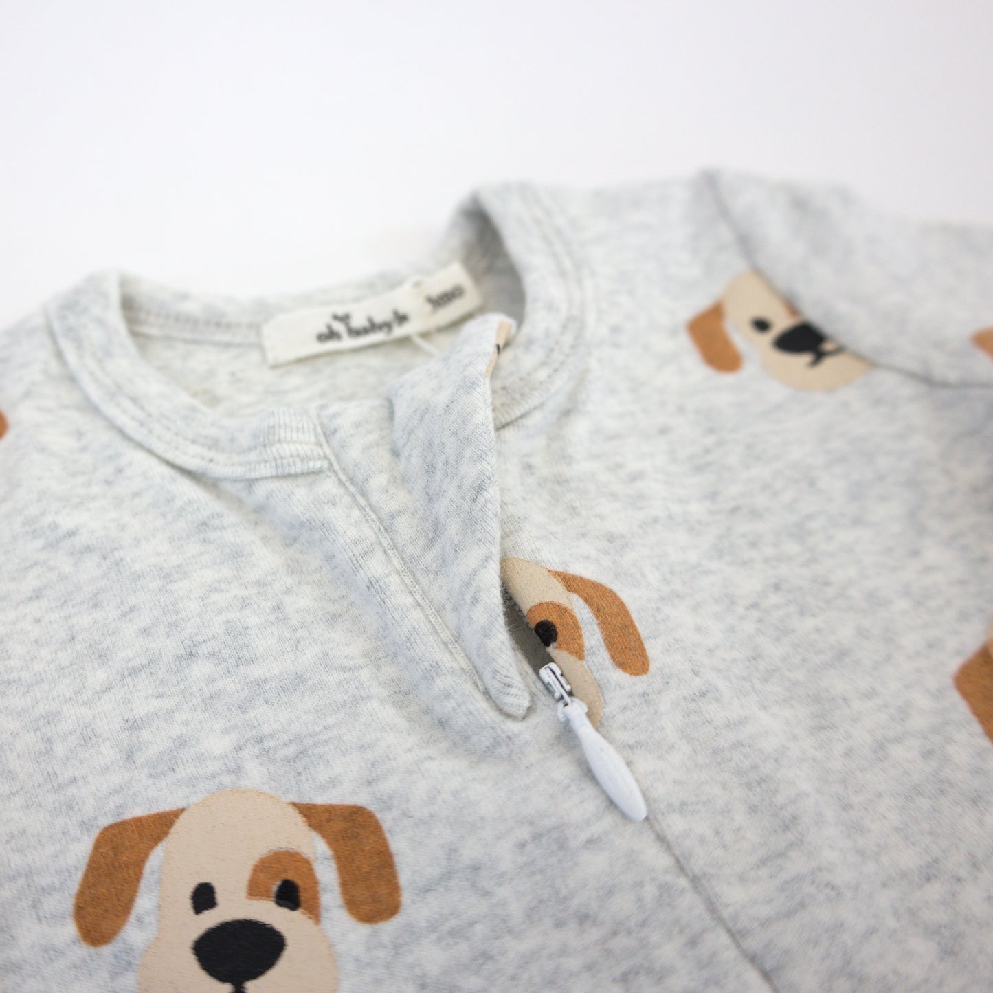 Puppy Face Print Zipper Footie