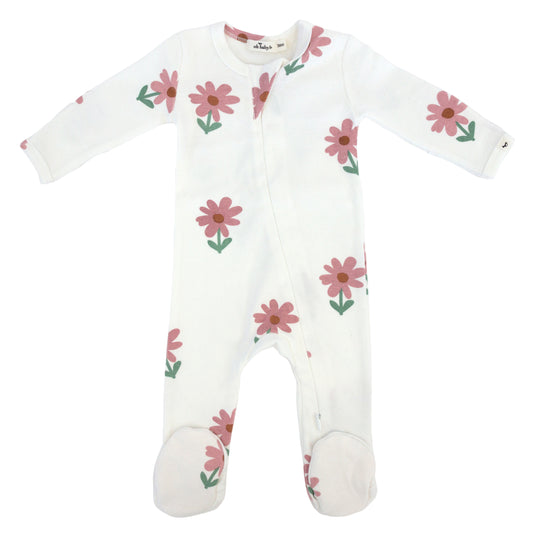 Picking Daisies Print Zipper Footie