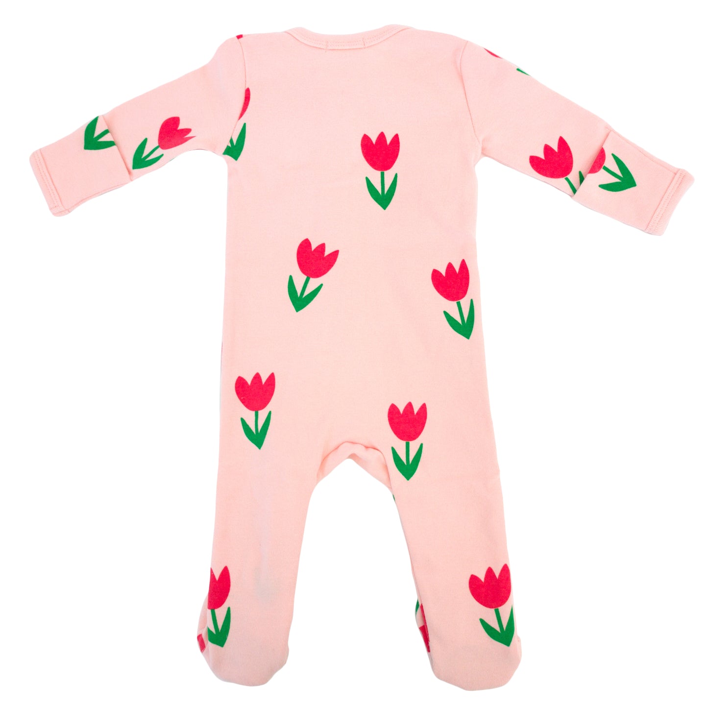 Cotton Candy Pink Tulips Print Zipper Footie