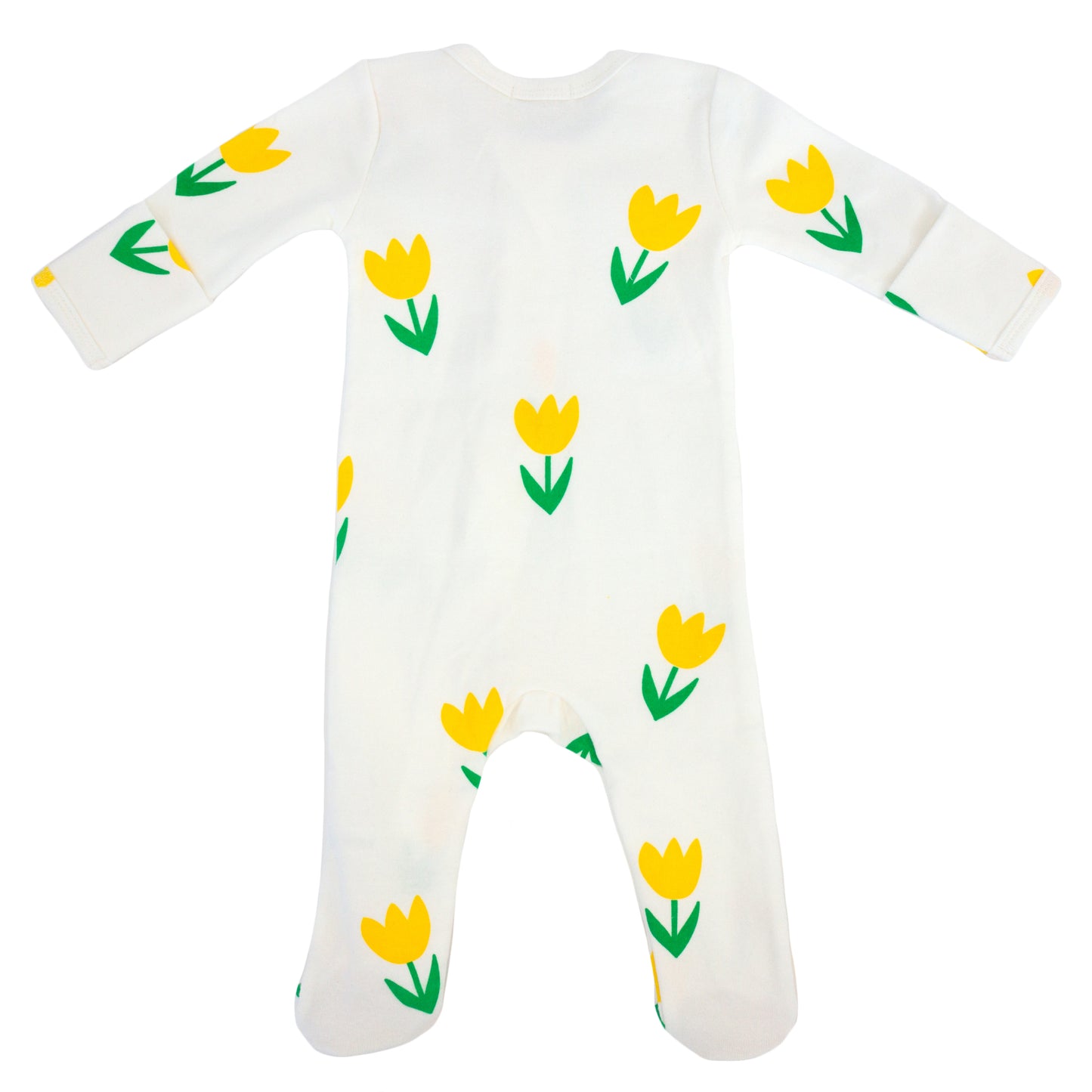 Yellow Tulips Print Zipper Footie