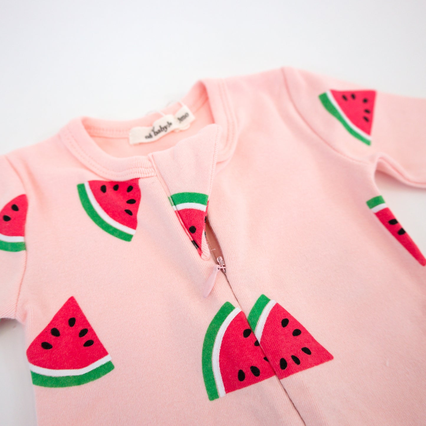 Watermelon Print Zipper Footie