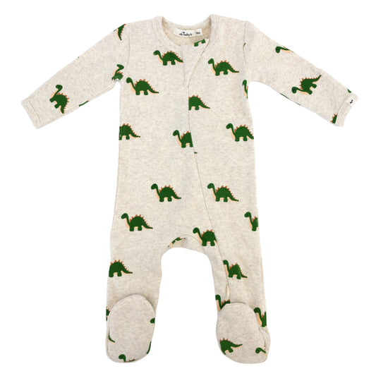 Dinosaur Print Zipper Footie