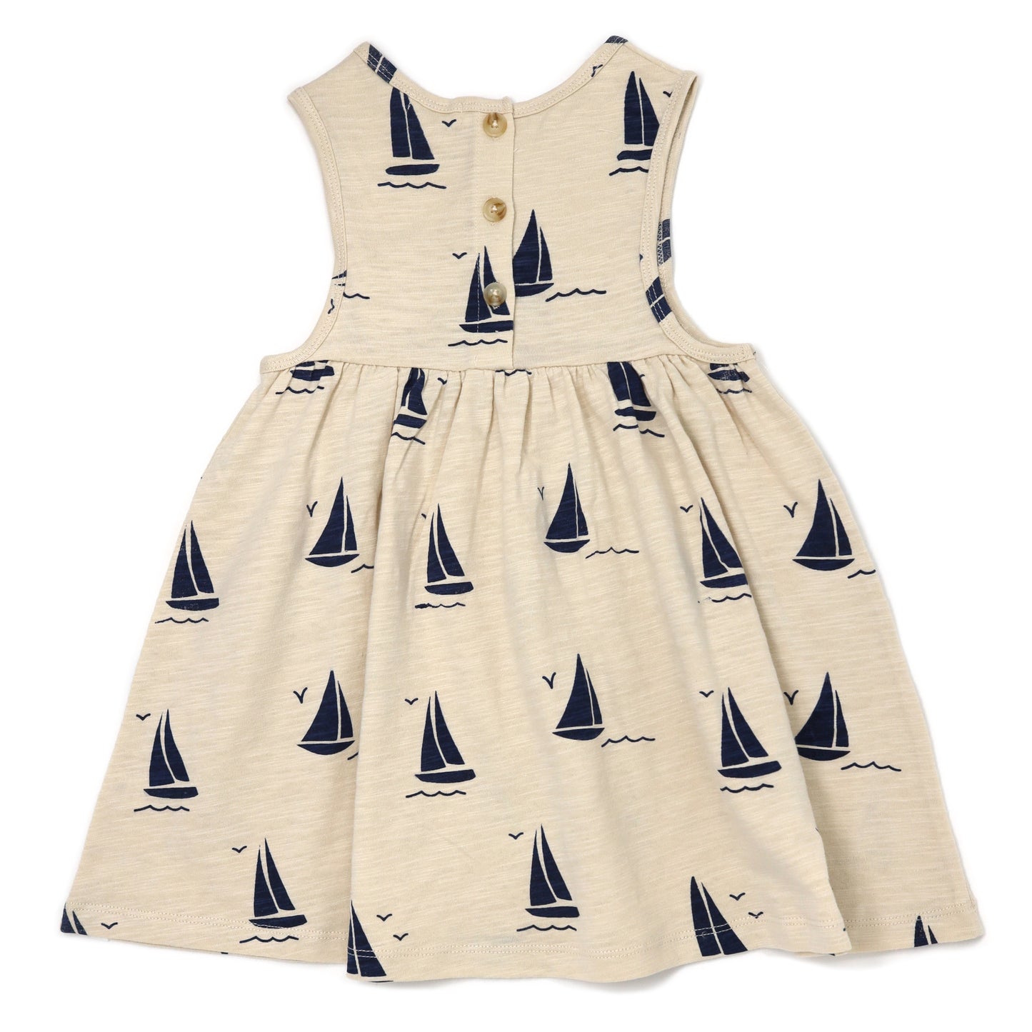 Navy Sailboat Print Slub Tank Dress