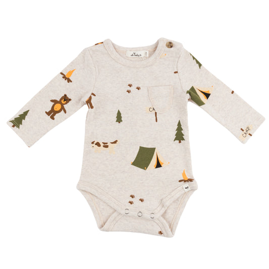 Camping Print Pocket Onesie